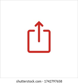 Share content icon. Upload media symbol. User interface button. Up straight arrow for multimedia navigation. Networking. Send sign for web and mobile app. Simple arrow from square. Vector. 