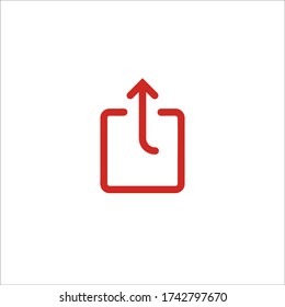 Share content icon. Upload media symbol. User interface button. Curved arrow for multimedia navigation. Networking. Send sign for web and mobile app. Simple arrow from square. Vector. 