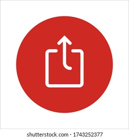 Freigeben des Content-Symbols Mediensymbol hochladen. Schaltfläche für die Benutzeroberfläche Kurzer Pfeil für die Multimedia-Navigation. Vernetzung. Senden Sie ein Zeichen für Web und Mobile App. Einfache Pfeil aus dem Quadrat. Vektor. Hintergrund