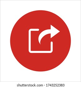 Share content icon. Upload media symbol. User interface button. Curved arrow for multimedia navigation. Networking. Send sign for web and mobile app. Simple arrow from square. Vector. Background.