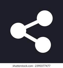Share dark mode glyph ui icon. Messenger communication. Social media. User interface design. White silhouette symbol on black space. Solid pictogram for web, mobile. Vector isolated illustration