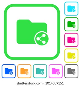 Share directory vivid colored flat icons in curved borders on white background