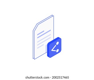 Share document, doc, a4 list, file isometric illustrate 3d vector icon. Modern creative design illustration in flat line style.