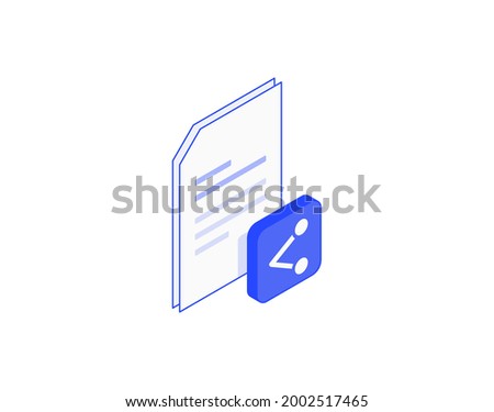 Share document, doc, a4 list, file isometric illustrate 3d vector icon. Modern creative design illustration in flat line style.