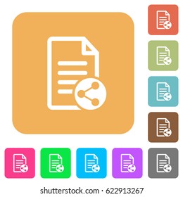 Share document flat icons on rounded square vivid color backgrounds.