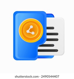 Share document paper icon vector 3d render