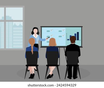 Share Documentation in Business Meetings with Employees and Success Criteria Sharing Thoughts for Project Guidelines and Successful Strategy. Business meeting for Project Goal Discussion Project Revie