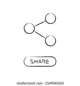 Share doodle icon. Design grunge vector. Share isolated on white background