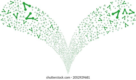 Share double fireworks stream. Share exploding double fountain. Object fountain is combined from random share symbols as fireworks.