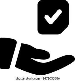 Share election result, hand with tick-mark isolated on a white background