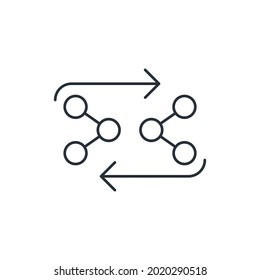 Share, exchange information on networks. Vector linear icon isolated on white background.