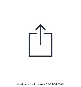 Share or export button with box arrow line art vector icon for apps and websites. Stock Vector illustration isolated on white background.