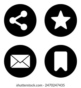 share, favorite, mail, bookmark, social media icons set