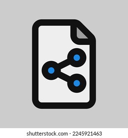 Icono de archivo compartido en estilo de línea rellena, uso para presentación de aplicación móvil del sitio web