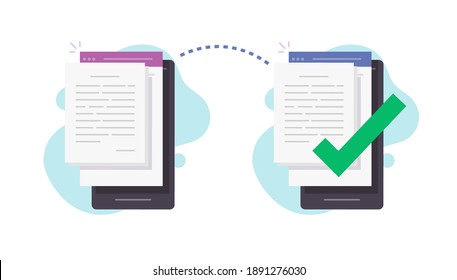 Share Files Wirelessly Between Two Mobile Cell Phones Vector, Transfer Digital Documents Via Smartphone App, Send Info Data Between Connected Cellphone Devices Via Wifi