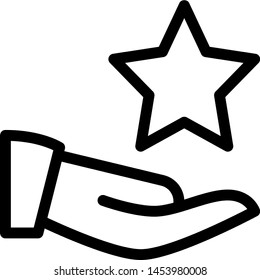 Share five-pointed star, hand with star isolated on a white background