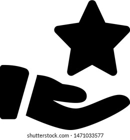 Share five-pointed star, hand with star isolated on a white background