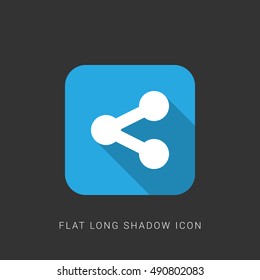 Share Flat blue long shadow Icon / Logo Design