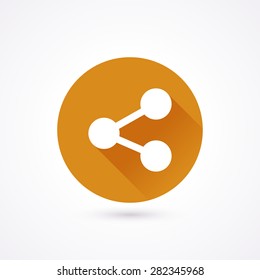 Share flat icon in a circle with long shadow