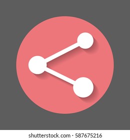 Share flat icon. Connection round colorful button, circular vector sign with shadow effect. Flat style design