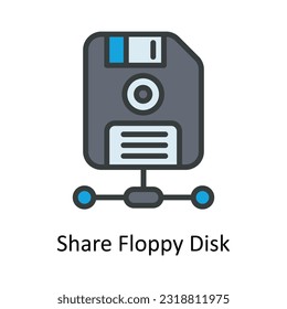 Share Floppy Disk  Vector Fill outline Icon Design illustration. Network and communication Symbol on White background EPS 10 File
