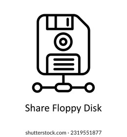 Share Floppy Disk  Vector  outline Icon Design illustration. Network and communication Symbol on White background EPS 10 File
