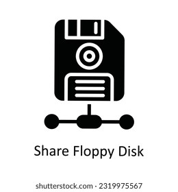 Share Floppy Disk  Vector Solid  Icon Design illustration. Network and communication Symbol on White background EPS 10 File
