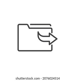 Icono de línea de archivo de carpeta compartida. signo de estilo lineal para concepto móvil y diseño web. Icono de vector de esquema de transferencia de carpetas de documentos. Símbolo, ilustración del logotipo. Gráficos vectoriales
