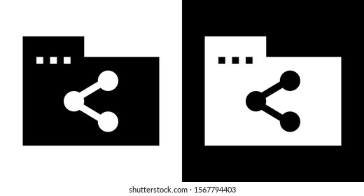 Share Folder.  Glyph Icon in White and Black Version.