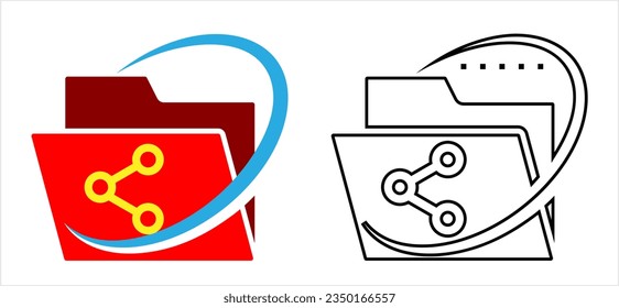 Share Folder Icon, Folder That Has Permission For Other People User To View Or Edit Vector Art Illustration