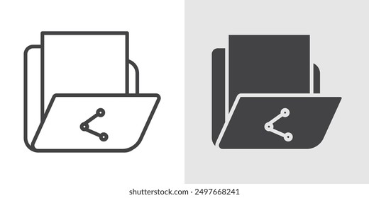 Share folder line icon Black line art vector logo set