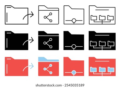 Share folder line icon collection on white background