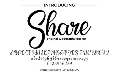 Share Font Stylish brush painted an uppercase vector letters, alphabet, typeface