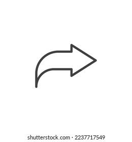 Icono de línea de recurso compartido, línea de reenvío. signo de estilo lineal para concepto móvil y diseño web. A continuación, el icono del vector de contorno derecho de flecha. Símbolo, ilustración del logotipo. Gráficos vectoriales