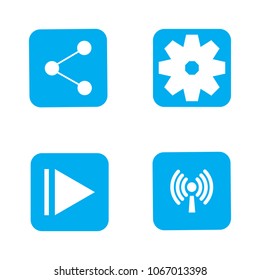 share, gear, wireless icons 