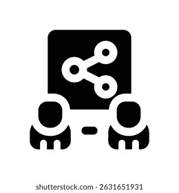 ícone compartilhar glifo. Ícone vetorial forte e sólido para sites, interfaces móveis, apresentações e marca visual. Alta qualidade e fácil de editar.