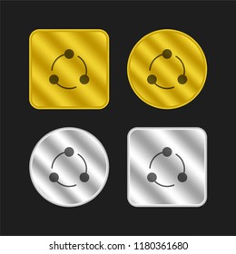 Share gold and silver metallic coin logo icon design