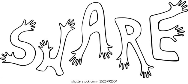 share hand button illustration outline