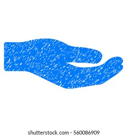 Share Hand grainy textured icon for overlay watermark stamps. Flat symbol with dirty texture. Dotted vector blue ink rubber seal stamp with grunge design on a white background.