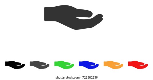 Share Hand icon. Vector illustration style is a flat iconic share hand symbol with black, grey, green, blue, yellow color versions. Designed for web and software interfaces.