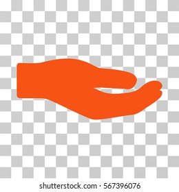 Share Hand vector icon. Illustration style is flat iconic orange symbol on a transparent background.