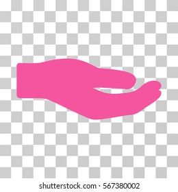Share Hand vector pictograph. Illustration style is flat iconic pink symbol on a transparent background.