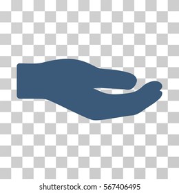 Share Hand vector pictograph. Illustration style is flat iconic blue symbol on a transparent background.