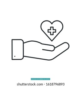 share health, saving healthcare icon vector illustration logo template for many purpose. Isolated on white background.