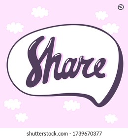 Share. Hipster vector with brush stroke calligraphic text. Expressive Contemporary modern art simple minimal banner.  