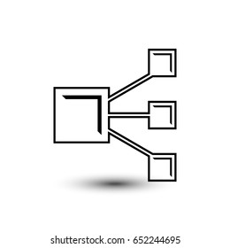 Share horizontal retro line square vector icon isolated on white background