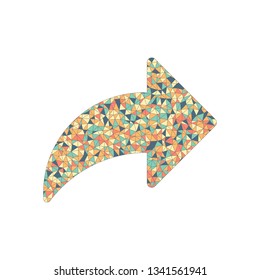 Share icon with arrow. Colored mosaic with polygons