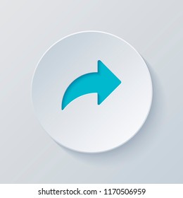 Share icon with arrow. Cut circle with gray and blue layers. Paper style