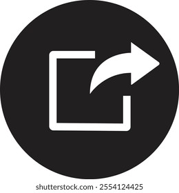 share icon. Share arrow link connection icon black flat vector isolated on transparent background. External link web chain open link to attached website. Network sharing sign.