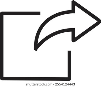 share icon. Share arrow link connection icon black line vector isolated on transparent background. External link web chain open link to attached website. Network sharing sign.